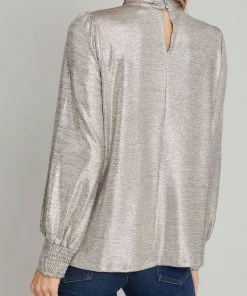 Wanderlust By Abby NEW Foil Mock Neck Long Sleeve