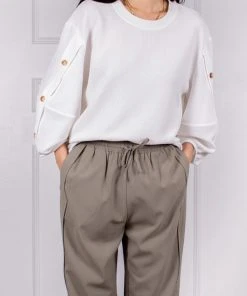 Wanderlust By Abby Textured Button Sleeve Top