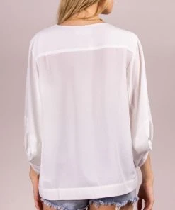 Wanderlust By Abby NEW V-Neck Top With Flounce Sleeves