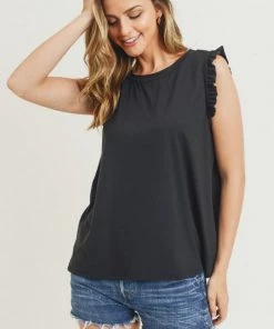 Wanderlust By Abby NEW Sleeveless Ruffle Top