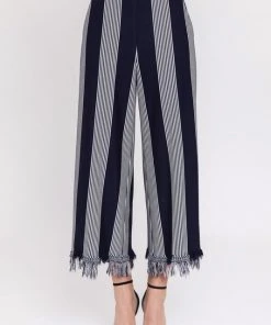 Wanderlust By Abby NEW Stripe Fringe Hem Wide Pants