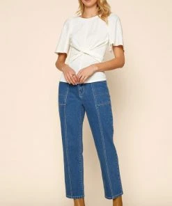 Wanderlust By Abby Off White Cross Detail Knit Jersey NEW