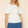 Wanderlust By Abby Off White Cross Detail Knit Jersey NEW