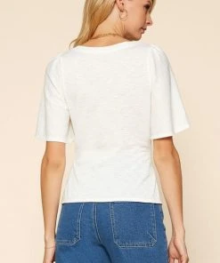 Wanderlust By Abby Off White Cross Detail Knit Jersey NEW