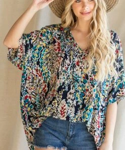 Wanderlust By Abby Oversized Floral V-Neck Top