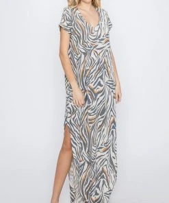 Wanderlust By Abby NEW Plus Size Zebra Print Maxi Dress