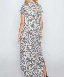 Wanderlust By Abby Zebra Print Maxi Dress NEW
