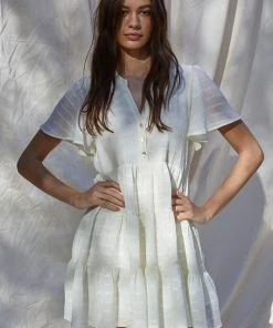 Wanderlust By Abby NEW Woven Crepe Ruffle Baby Doll Dress