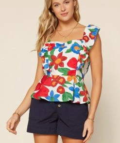 Wanderlust By Abby Ruffle Sleeve Floral Print Top CLOTHING
