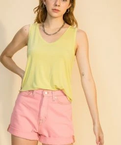 Wanderlust By Abby V Neck Sleeveless Hem Top NEW