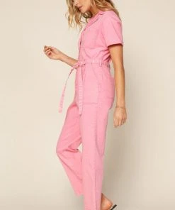 Wanderlust By Abby Washed Short Sleeve Utility Jumpsuit