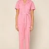 Wanderlust By Abby Washed Short Sleeve Utility Jumpsuit