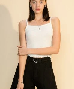 Wanderlust By Abby NEW Lettuce Hem Crop Cami Top