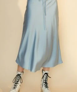 Wanderlust By Abby NEW Satin Midi Skirt With Self Tie
