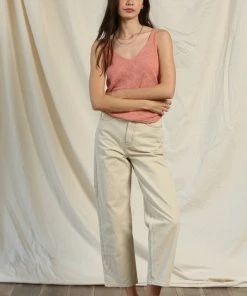 Wanderlust By Abby Sleeveless Knit Sweater V Neck Top