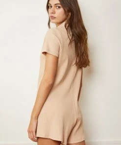 Wanderlust By Abby Knit Collared Button Down Romper