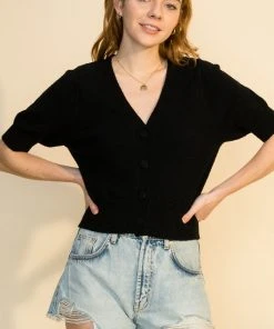 Wanderlust By Abby Button Down Puff Sleeve Cardigan NEW