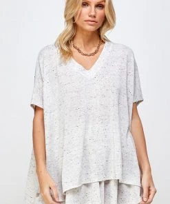 Wanderlust By Abby Speckled Knit V Neck NEW