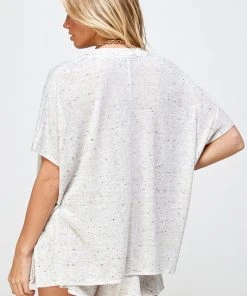 Wanderlust By Abby Speckled Knit V Neck NEW