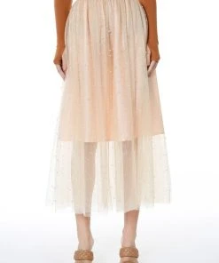 Wanderlust By Abby Maxi Length Tulle Skirt With Pearls NEW