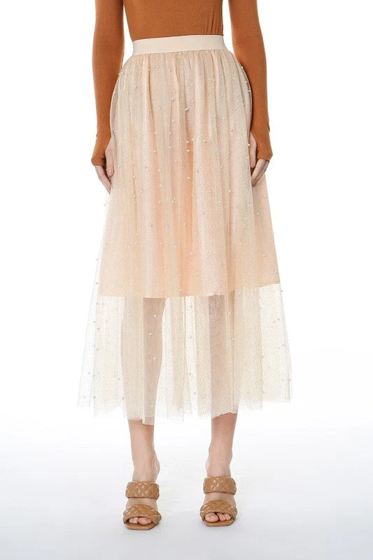 Wanderlust By Abby Maxi Length Tulle Skirt With Pearls NEW 3 Wanderlust By Abby Maxi Length Tulle Skirt With Pearls NEW