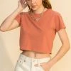 Wanderlust By Abby Vintage Wash Crew Neck Crop Top NEW