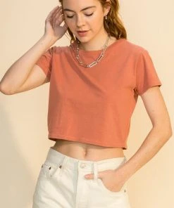 Wanderlust By Abby Vintage Wash Crew Neck Crop Top NEW