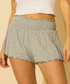 Wanderlust By Abby NEW Ribbed Smocked Lettuce Hem Short