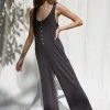 Wanderlust By Abby NEW Knit Brushed Sleeveless Button-down Jumpsuit