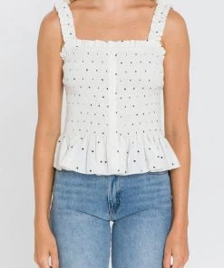 Wanderlust By Abby NEW Polka Dot Smocked Top