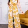 Wanderlust By Abby Tropical Print Strapless Jumpsuit NEW