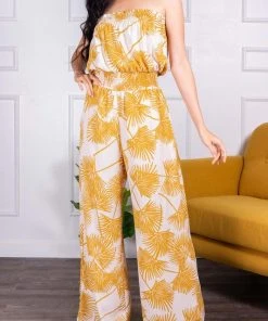 Wanderlust By Abby Tropical Print Strapless Jumpsuit NEW