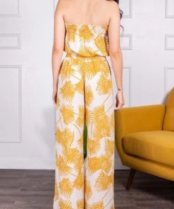 Wanderlust By Abby Tropical Print Strapless Jumpsuit NEW