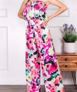 Wanderlust By Abby Floral Print Strapless Jumpsuit