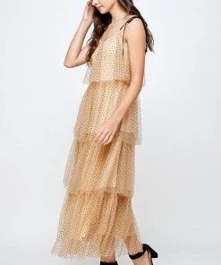 Wanderlust By Abby Dotted Mesh Layer Sleeveless Dress