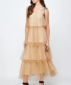 Wanderlust By Abby Dotted Mesh Layer Sleeveless Dress