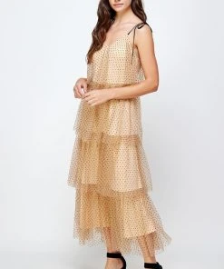 Wanderlust By Abby Dotted Mesh Layer Sleeveless Dress