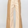 Wanderlust By Abby NEW Sand And Taupe Color Block Top Stitch Detail Pants