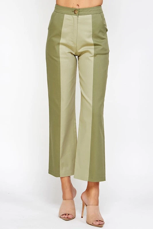 Wanderlust By Abby NEW Sage And Olive Color Block Top Stitch Detail Pants 6 Wanderlust By Abby NEW Sage And Olive Color Block Top Stitch Detail Pants