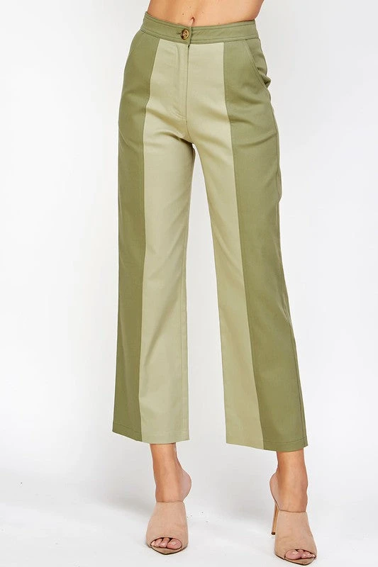 Wanderlust By Abby NEW Sage And Olive Color Block Top Stitch Detail Pants 3 Wanderlust By Abby NEW Sage And Olive Color Block Top Stitch Detail Pants