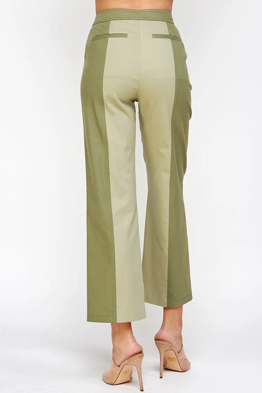 Wanderlust By Abby NEW Sage And Olive Color Block Top Stitch Detail Pants 7 Wanderlust By Abby NEW Sage And Olive Color Block Top Stitch Detail Pants