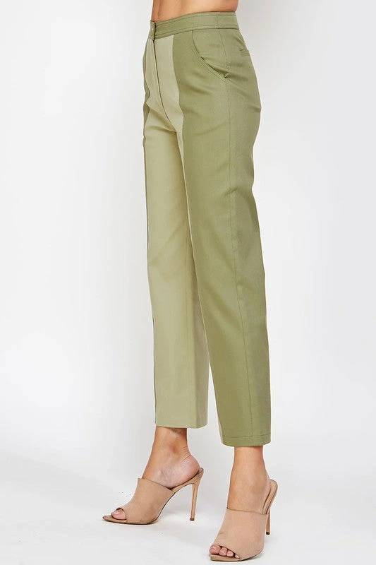 Wanderlust By Abby NEW Sage And Olive Color Block Top Stitch Detail Pants 5 Wanderlust By Abby NEW Sage And Olive Color Block Top Stitch Detail Pants