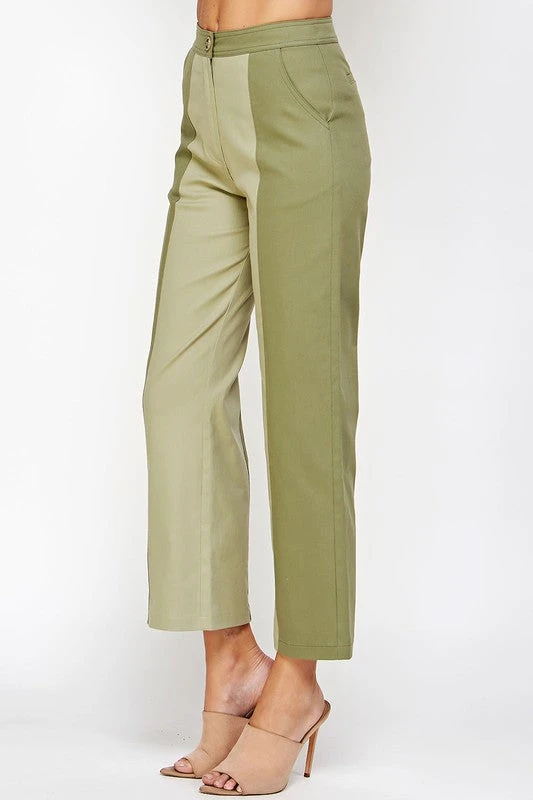 Wanderlust By Abby NEW Sage And Olive Color Block Top Stitch Detail Pants 4 Wanderlust By Abby NEW Sage And Olive Color Block Top Stitch Detail Pants
