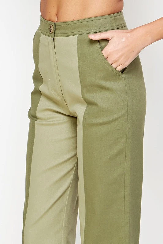 Wanderlust By Abby NEW Sage And Olive Color Block Top Stitch Detail Pants 8 Wanderlust By Abby NEW Sage And Olive Color Block Top Stitch Detail Pants