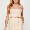 Wanderlust By Abby Oatmeal Front Ruffle Sleeveless Romper NEW