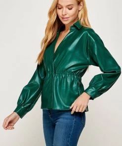 Wanderlust By Abby Double Overlap Leather Shirt NEW