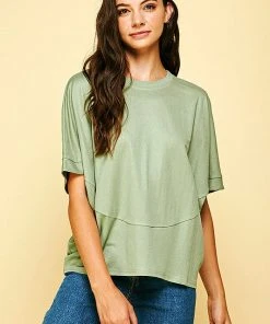 Wanderlust By Abby Crew Neck Top With Sewing Detail CLOTHING
