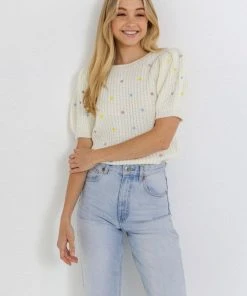 Wanderlust By Abby CLOTHING Multi Colored Dot Embroidered Sweater