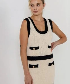 Wanderlust By Abby CLOTHING Cropped Knit Top With Gold Buttons