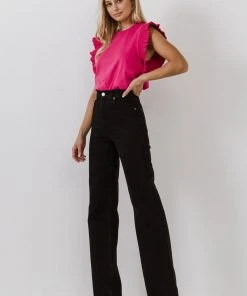 Wanderlust By Abby Poplin Top With Ruffle Detail